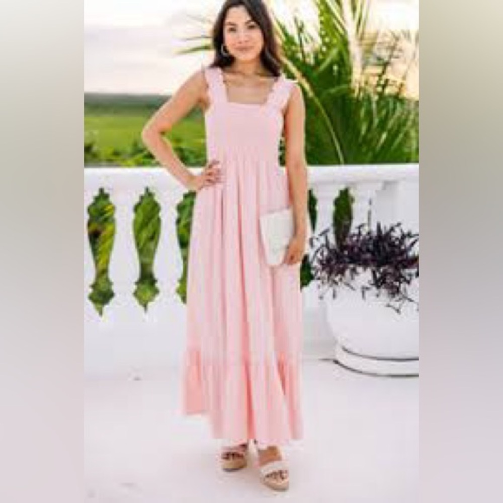 Mint Julep XL, baby pink maxi dress with pockets